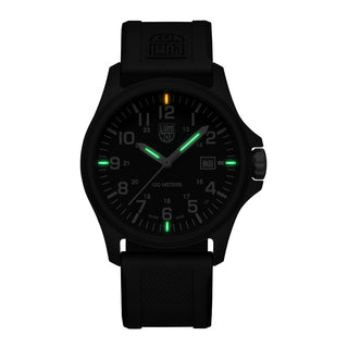 Patagonia CARBONOX™, 43 mm, G-Collection watch - X2.2402	, Night view with green and orange light tubes