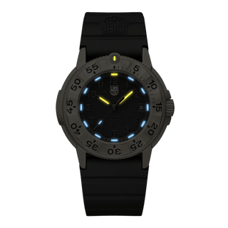 Navy SEAL Foundation, 43 mm, Military Dive Watch - 3221.NSF	,Night view with green and orange light tubes
