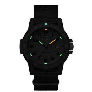 Leatherback SEA Turtle Giant, 44 mm, Outdoor Watch - 0337, Night view with green and orange light tubes
